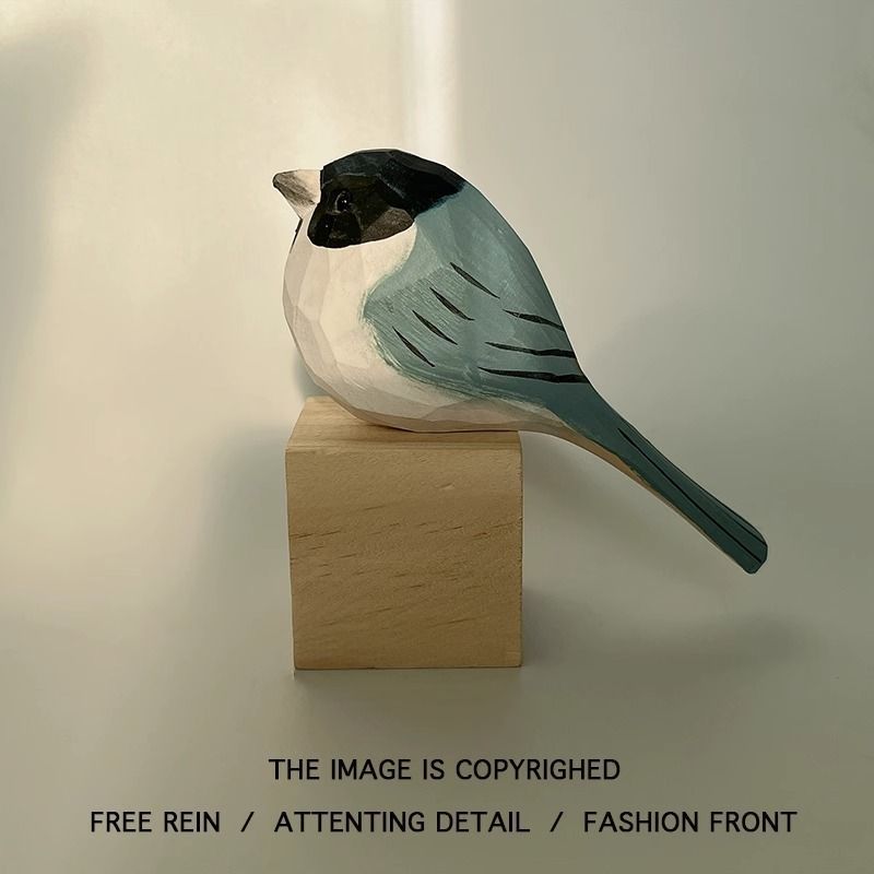 Hand-Carved Cute Realistic Chubby Chirping Bird Desktop Ornament Couple Birthday Valentine's Day Gift For Boyfriend_voghion.com