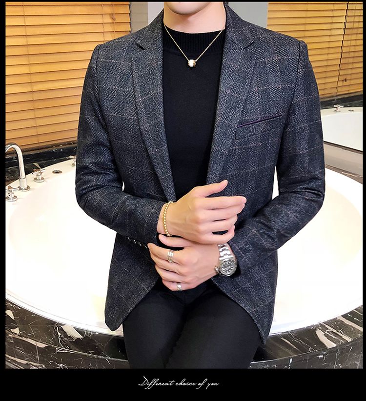 Top yuppi da uomo oversize con vestibilità slim fit versione coreana a quadri_voghion.com