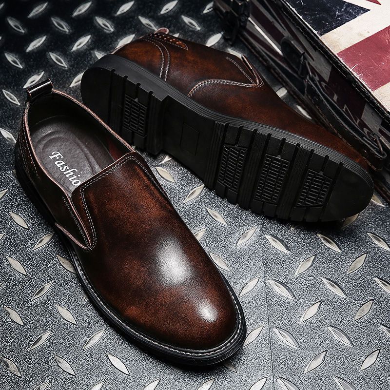 Suitable For All Seasons British Style Italian Handmade Vintage Distressed Low-top Fashion Trendy Men's Casual Leather Shoes_voghion.com