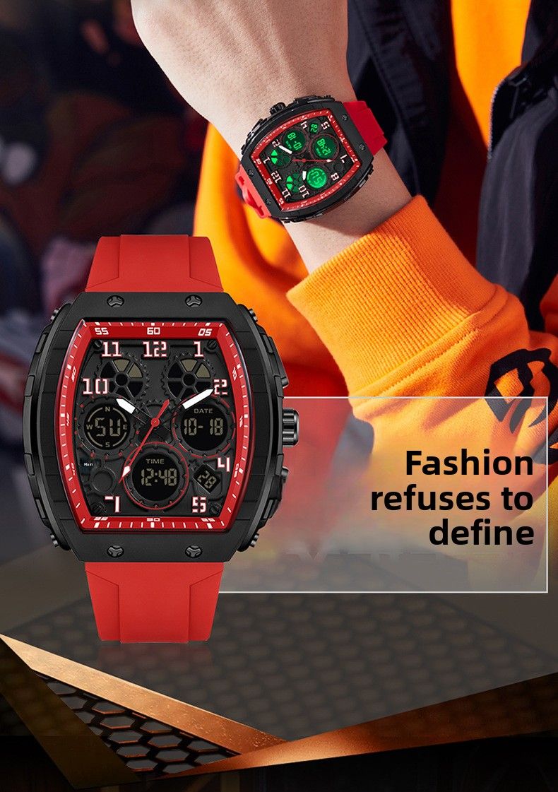 Montre homme Sanda Live électronique numérique multifonction tendance en silicone étanche avec réveil, best-seller_voghion.com