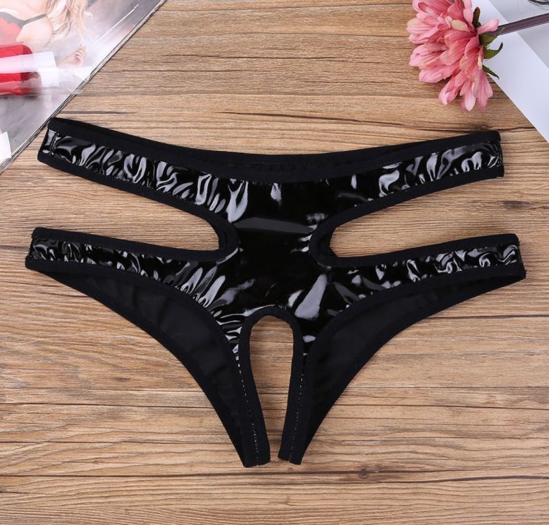 Dessous Unterwäsche Sexy Pamas Pama Pants Durchsichtige T-förmige Höschen T-Rücken Spiegelhaut Offener Mini-Badeanzug Schwimmen_voghion.com