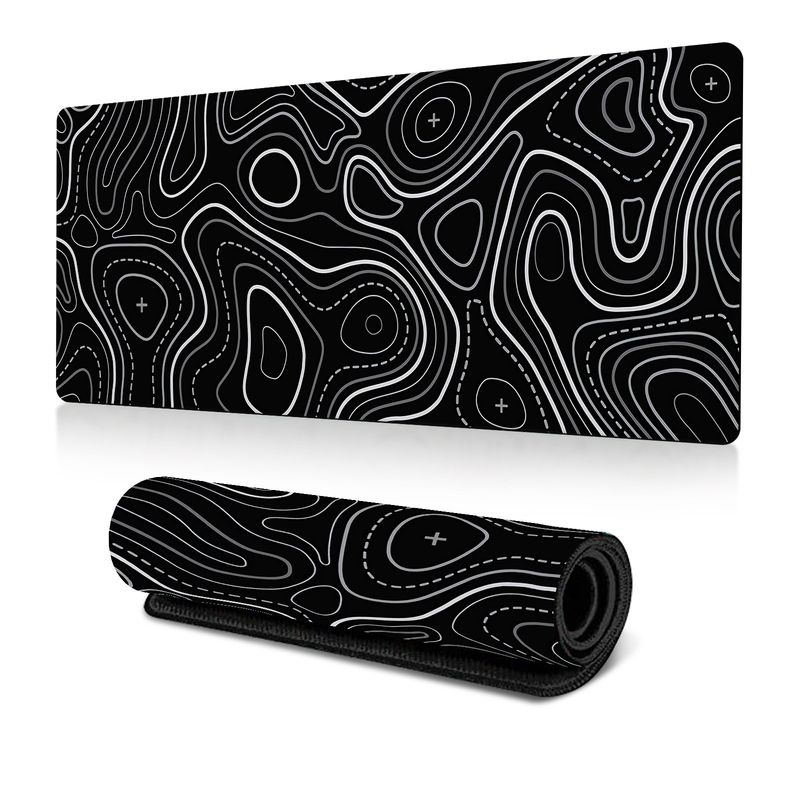 Hot-selling Black And White Contour Line Mouse Pad Large Terrain Texture Table Mat E-sports Table Mat Non-slip_voghion.com