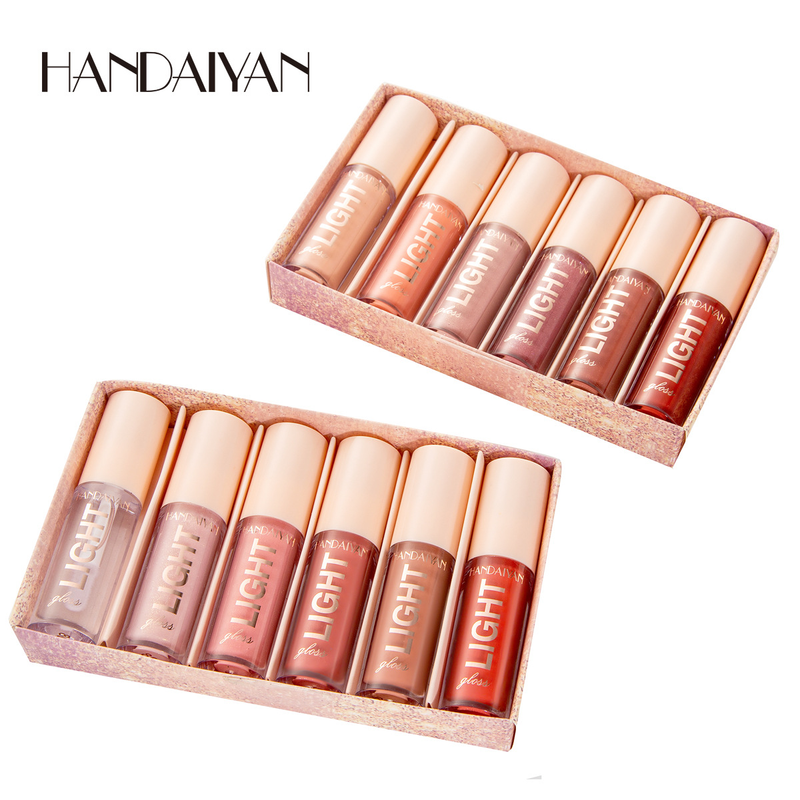 Explosive HANDAIYAN Mirror Water Gloss Liquid Lacquered Glass 6 Pack Lipstick Set Gift Box_voghion.com