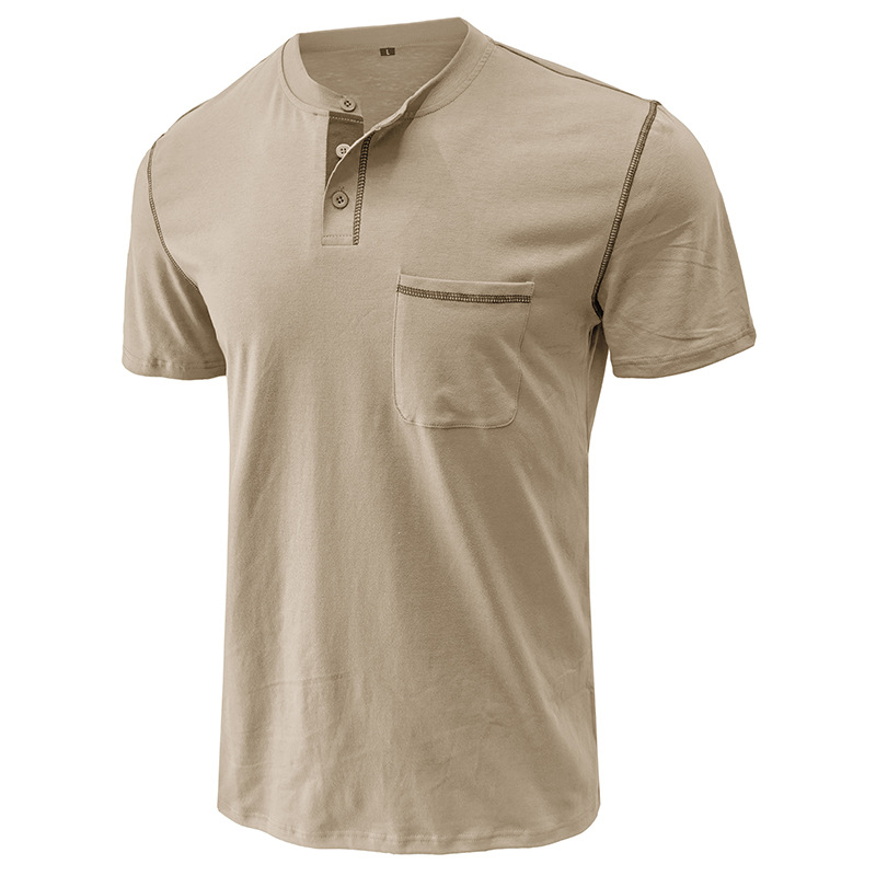 Maglietta Henley da uomo a maniche corte estiva 2024_voghion.com
