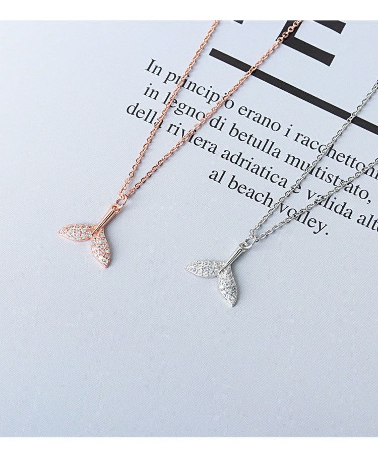 Collana sirena SNOW&HOMEL con temperamento femminile, versione coreana, personalità, semplicità, coda piena di diamanti,_voghion.com