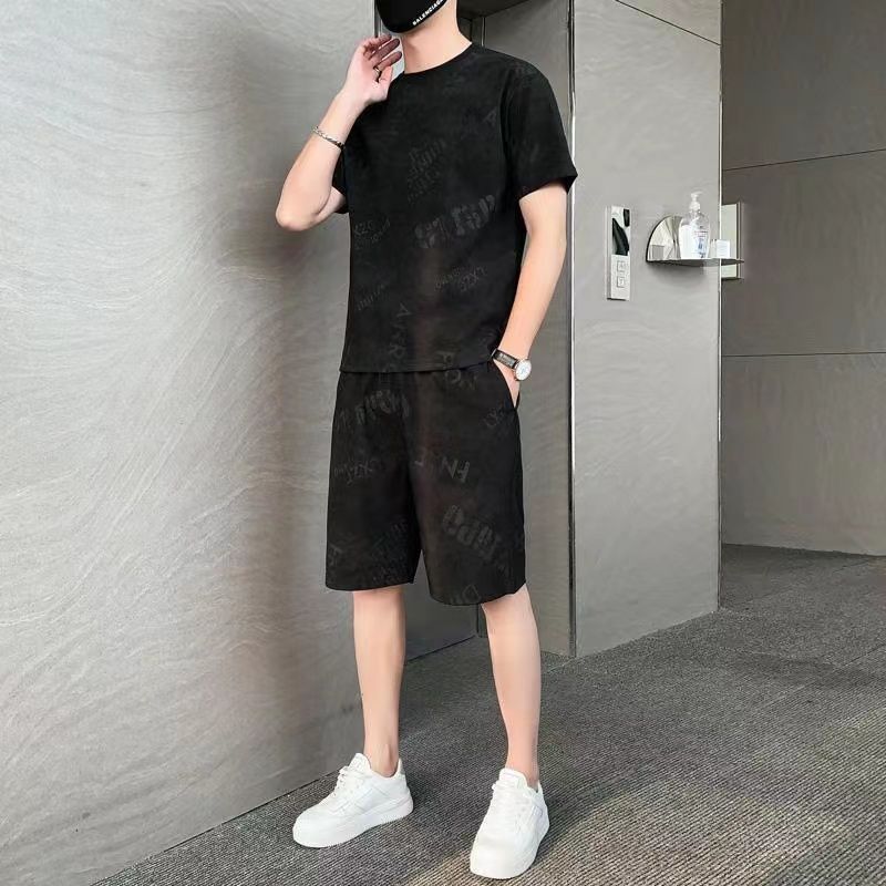 Maglietta a maniche corte da uomo, stile coreano, trendy e alla moda, in seta ghiacciata, casual e sportiva._voghion.com