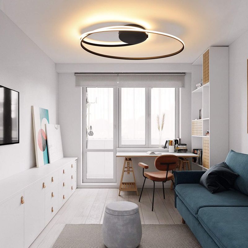 Glitzerlife LED Deckenleuchte Deckenlampe Schwarz - 36W Wohnzimmerlampe 3000K Warmweiß Schlafzimmerlampe Modern Design Deckenbeleuchtung Ring Für Hotel Küche_voghion.com