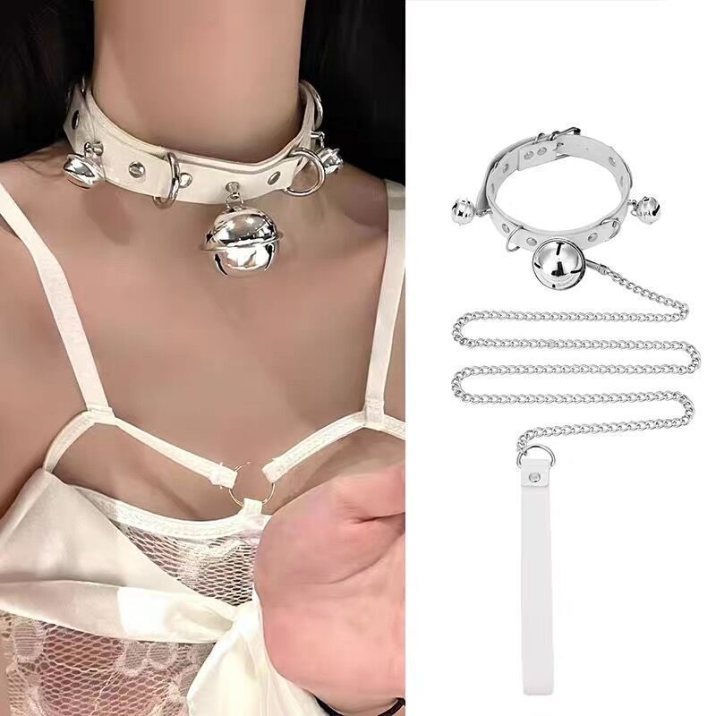 Glockenlederhalskette mit Design und einzigartigem Halsband, Kunststoffstahldraht, neue High-End-Halskette, Choker-Zubehör für_voghion.com