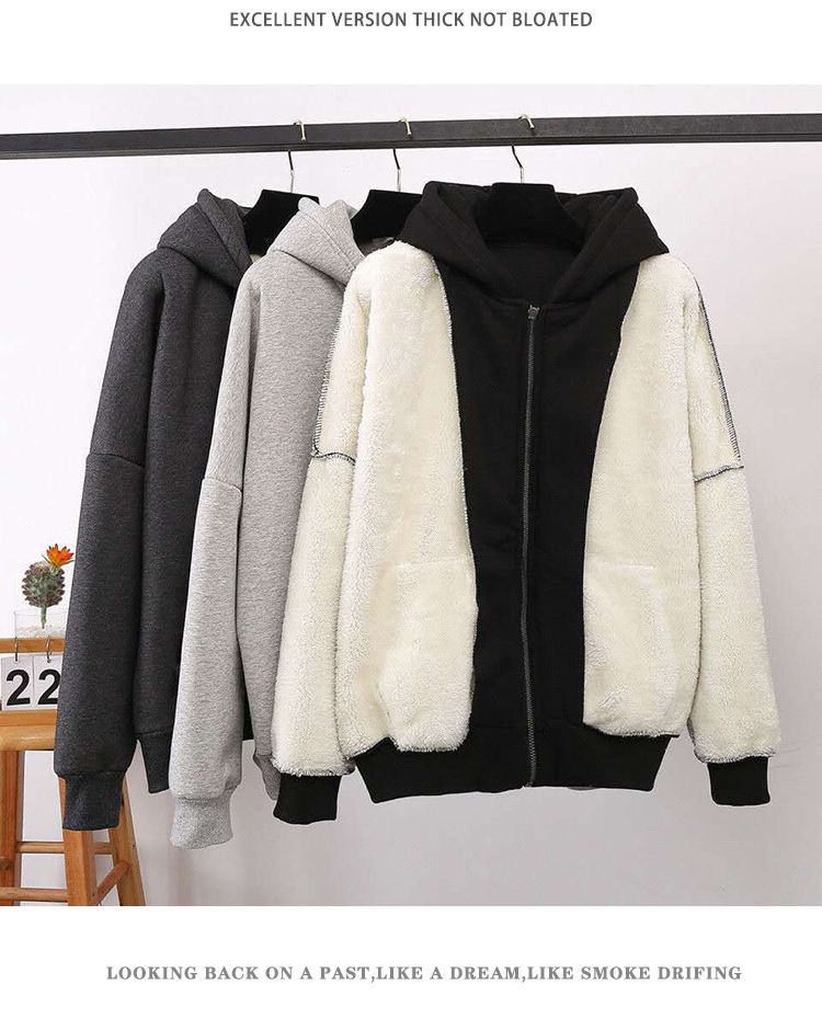 Felpe con cappuccio da donna invernali Cappotto solido Giacche in peluche Colore Veet Cappotto caldo spesso Felpa con cerniera Top Capispalla invernale taglie forti_voghion.com