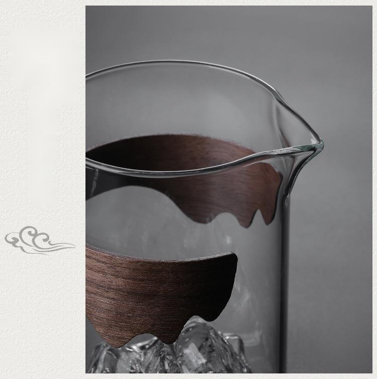 Walnut Chip Heat-resistant Glass Fair Kung Fu Set, Sea, Mountain View, Public Cup, Large Tea Divider, Even Cup_voghion.com