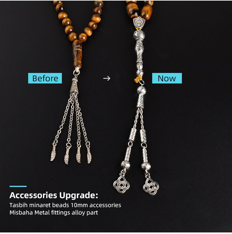 Natuurlijke oog cilindrische 10 * 14 mm moslim rozenkrans armband hand touw ornamenten DIY kwast kralen hand ketting_voghion.com