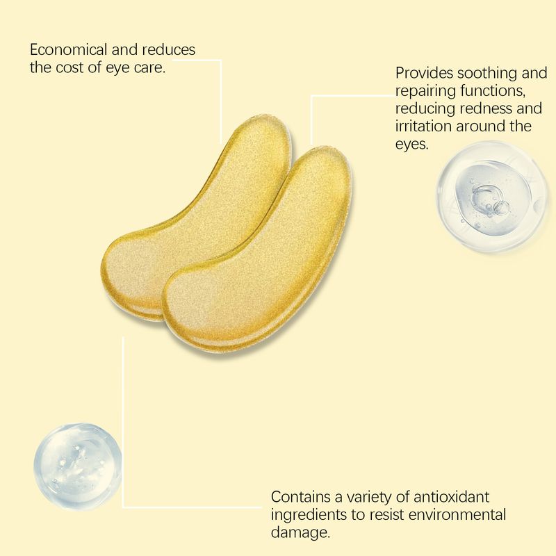 Gouden oogmasker, hydraterend en vochtinbrengend, hydrateert de huid rond de ogen op milde wijze, nicotinamide-essence, huidverzorgingsoogmasker_voghion.com