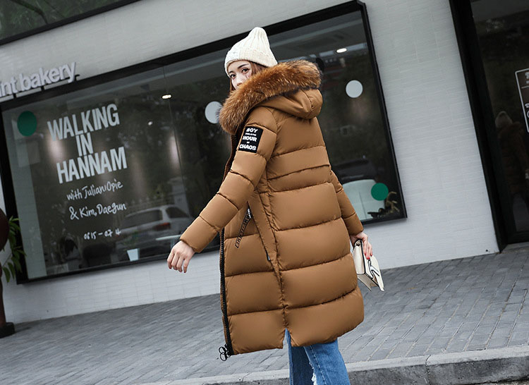 2022 piumino invernale Parka da donna J grande collo di pelliccia cappotto sottile spesso moda capispalla in cotone con cappuccio lungo autunno femminile_voghion.com