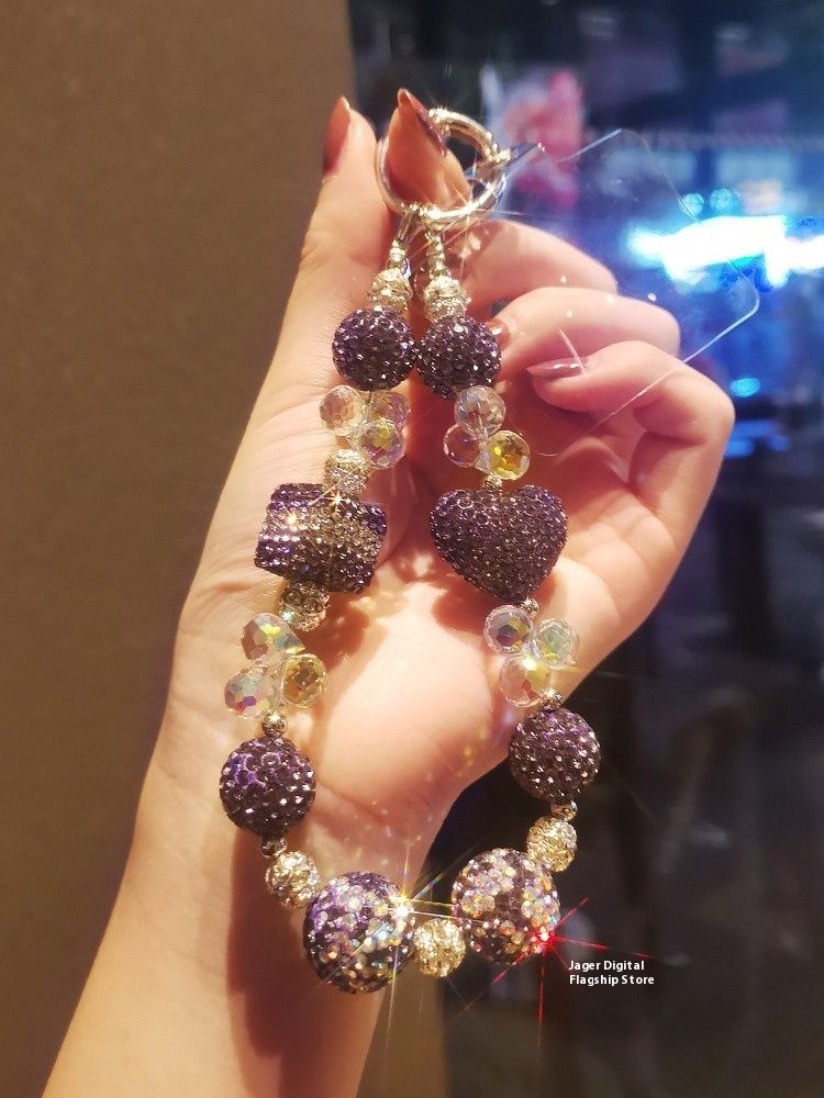 Zhen Ge Luxus handgefertigt voller Diamant Perle Handy Frauen High-End-Gefühl Anhänger Telefon Fall Handgelenk Anti-Verlust hängen_voghion.com