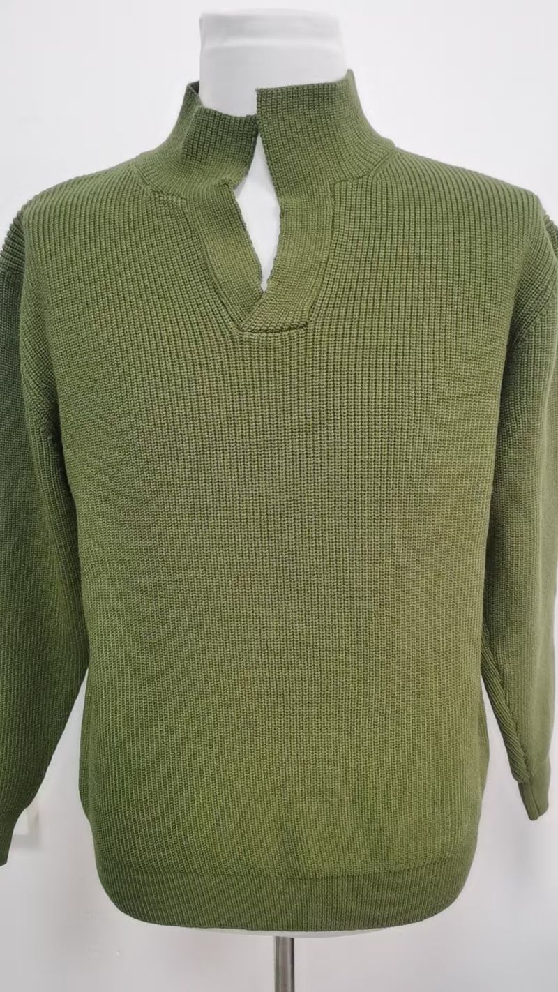 Lässiger Strickpullover mit V-Ausschnitt für Herren – weich und atmungsaktiv, lockere Passform, lange Ärmel, gerippter Saum, einfarbig (Schwarz, Marineblau, Grau, Armeegrün, Kaffeebraun)_voghion.com
