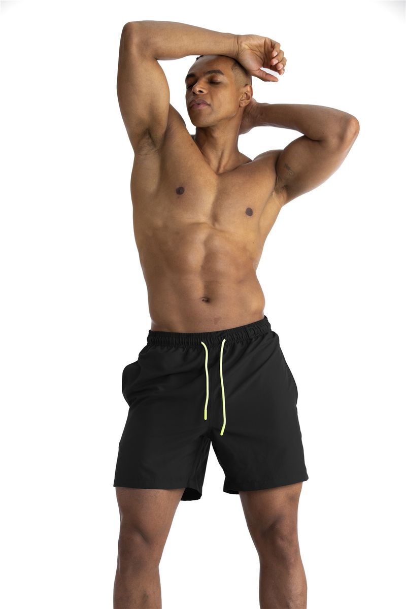 Men's Water-Repellent Swim Trunks - Double Layer & Breathable For Beach Pool & Summer Activities (Quick-Dry Black/Blue)_voghion.com