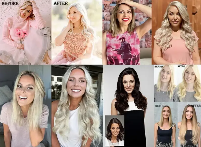 Przedłużanie włosów na taśmie Włosy ludzkie proste naturalne czarne 1b prawdziwe bezszwowe_voghion.com