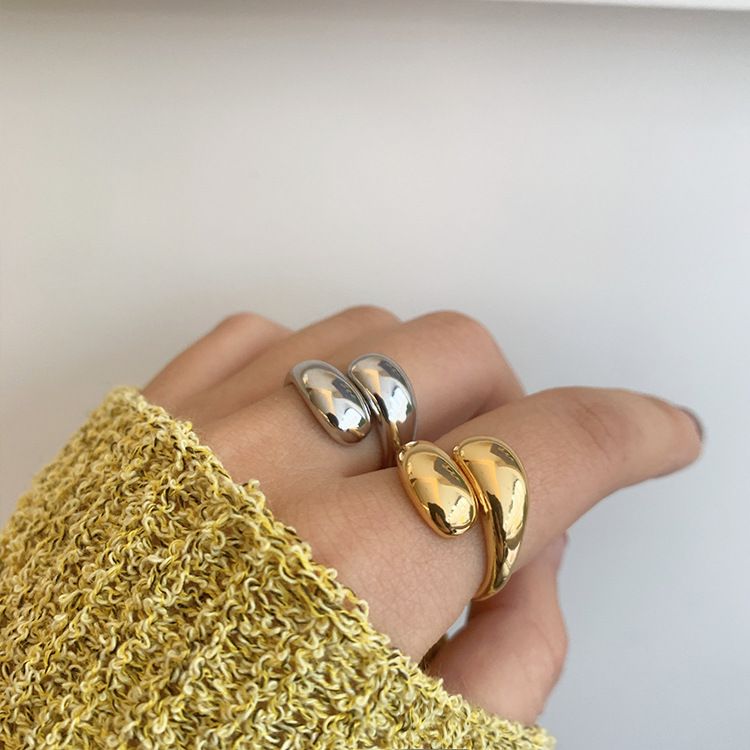 Anello a cupola da donna in stile moda 2025, grande anello spesso aperto in oro e argento, gioielli solidi, 2024_voghion.com