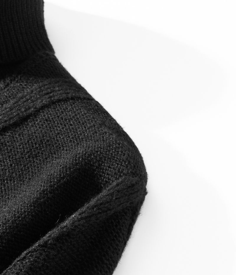 Maglione a collo alto slim fit da uomo – Pullover caldo in maglia per autunno e inverno_voghion.com