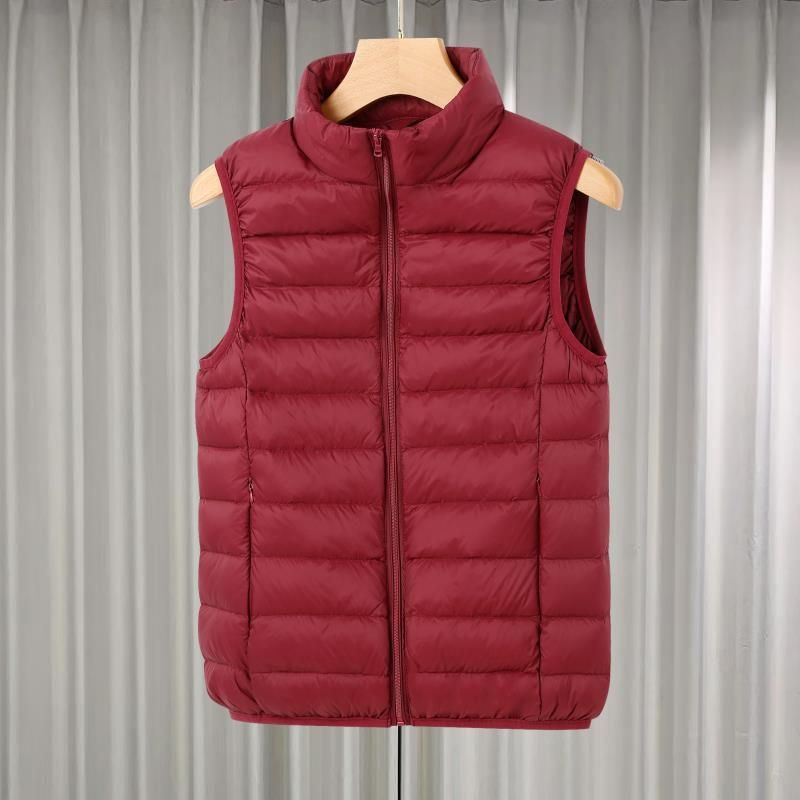 Gilet léger et ajusté pour femme, doublure intérieure à col montant court, gilet chaud, doudoune fine_voghion.com