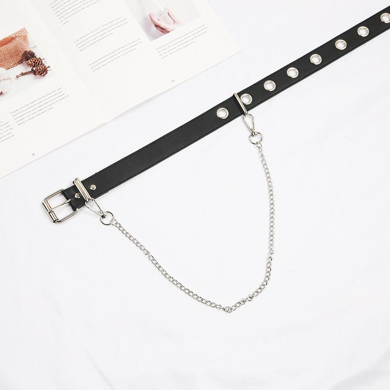 Chaîne suspendue à une seule rangée de boucle de style punk droit avec ceinture de sac_voghion.com