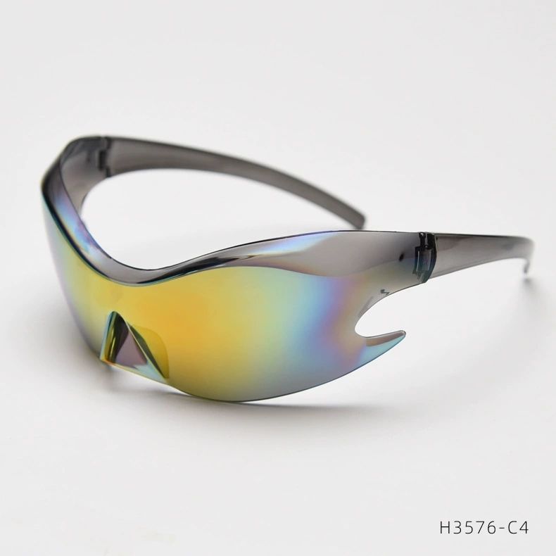 LazyZoom Fashion Cool Avant-Garde Fashionable One-Piece Sunglasses Future Technology Style Integrated Concave Modeling Ball Cat_voghion.com