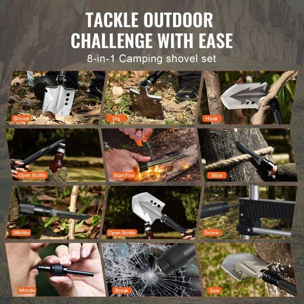 Folding Multitool Portable Compact Camping Survival Shovel_voghion.com
