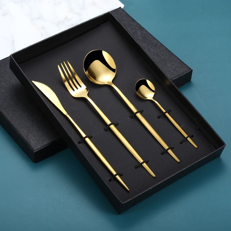 Coltello, forchetta, cucchiaio in acciaio inossidabile Stoviglie da 4 pezzi, cucchiaini da caffè in stile europeo portoghese e occidentale, creativi_voghion.com