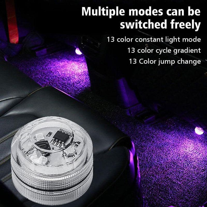 Multi-color light emitting car interior wireless atmosphere light LED environmental protection car cable remote control dazzling decorative lights_voghion.com