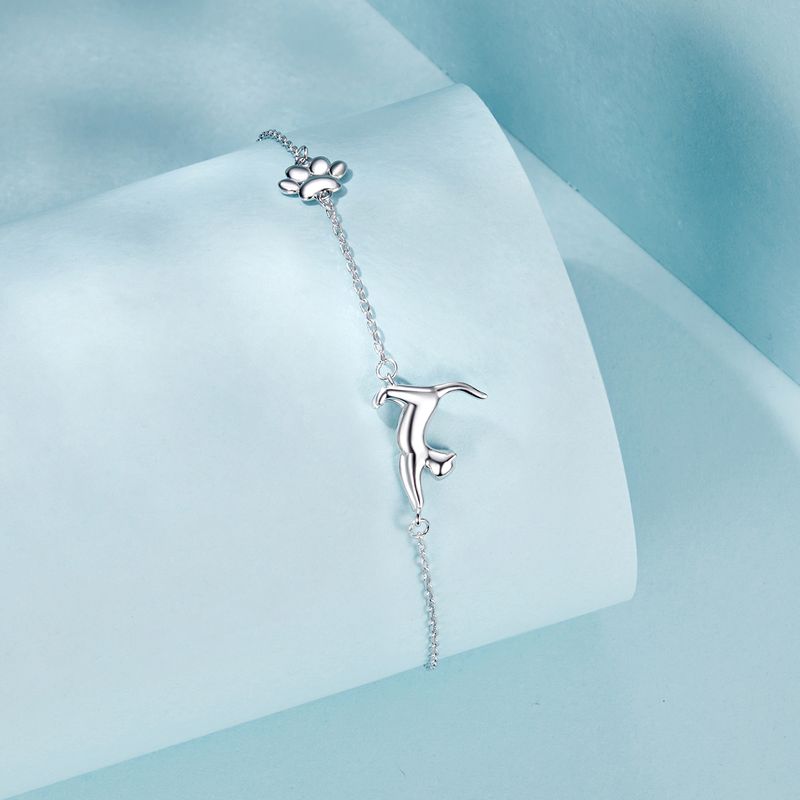 Bracciale con sagoma di gatto stravagante, bracciale in argento sterling 925 per donna_voghion.com