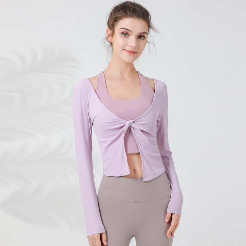 LazyZoom Yoga Set Sport Top a Strati Abbigliamento Primaverile Largo Asciugatura Rapida Traspirante Corsa Dimagrante Abbigliamento Fitness per Donna_voghion.com