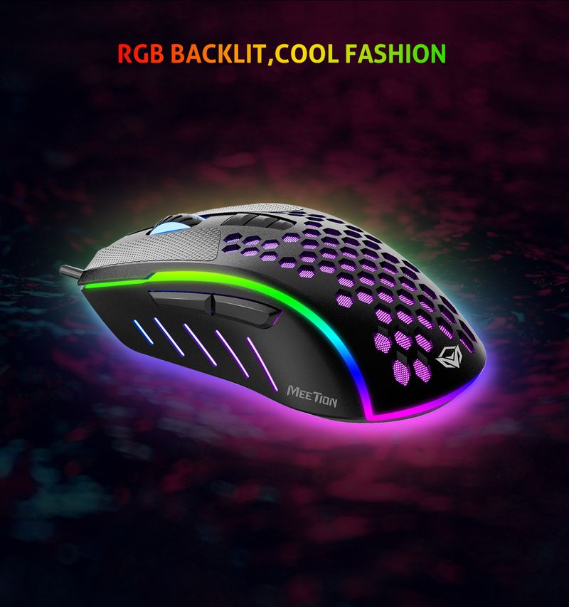 MEETION MT-GM015 Mouse da gioco professionale con superficie a nido d'ape con illuminazione a 7 colori, resistente allo sporco e robusto_voghion.com