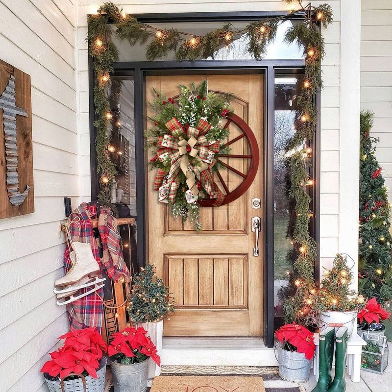 Decorative Door Wheel Disc Pinecone Truck Wreath Hanging Ornament_voghion.com
