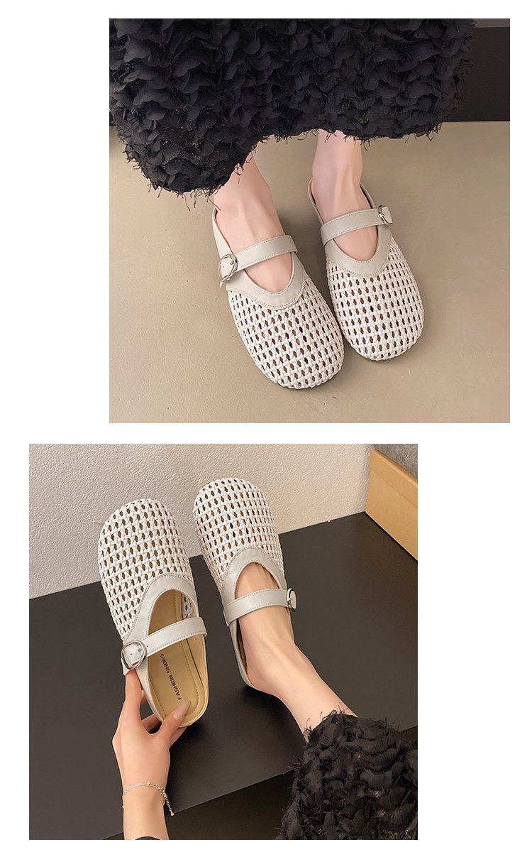 Women's Cowhide Flat French Closed-toe Sandals_voghion.com