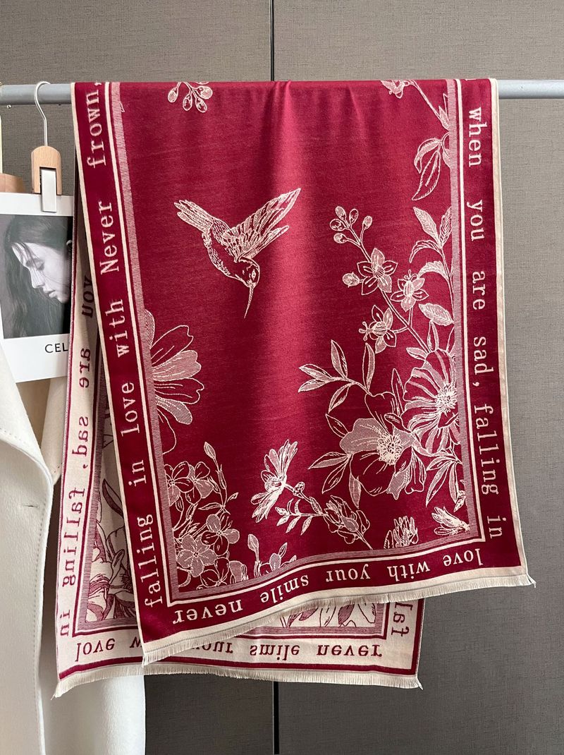 Women Scarf Women's Winter Print Versatile Fashion Student Scarf Thickened Double-sided Warm Large Shawl New Style_voghion.com