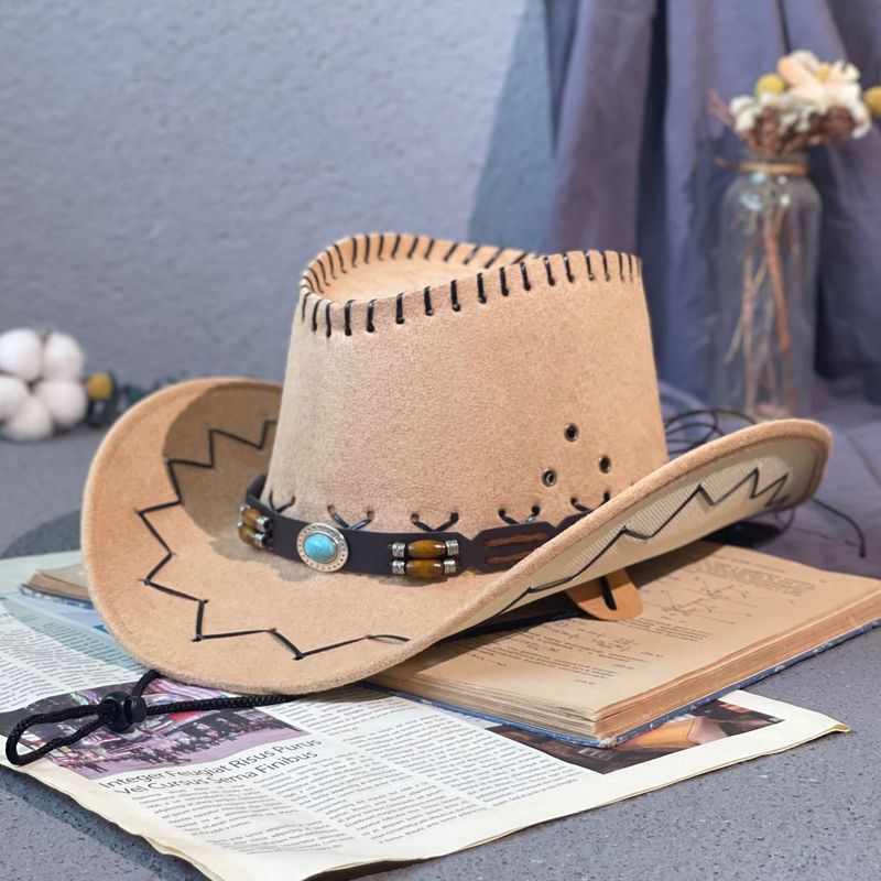 Amerikanischer Western-Cowboyhut für Männer und Frauen, Frühling und Herbst, Outdoor-Reisen, Sonnenschutz, breite Krempe, ethnischer Stil, Jazzhut_voghion.com