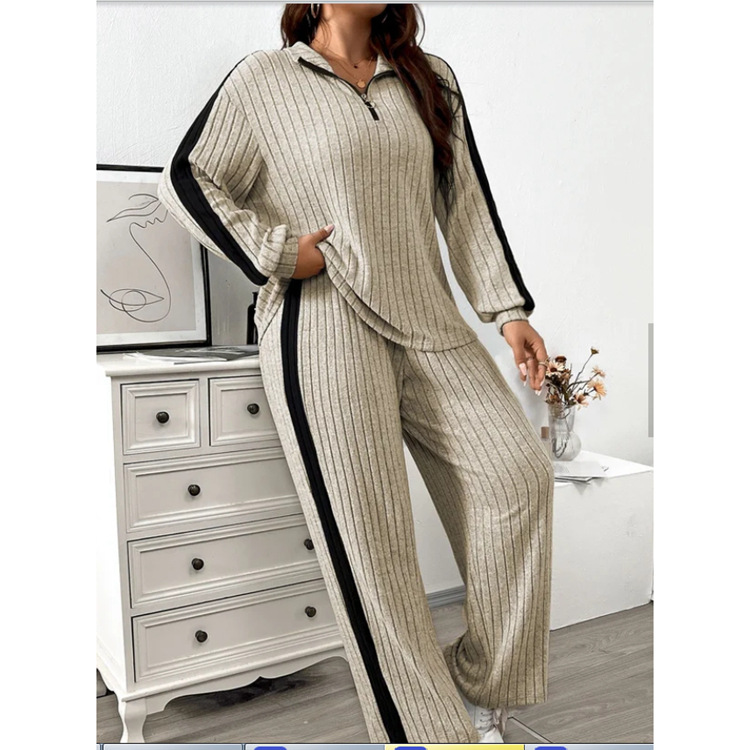 Casual suit for women, high-end design sweatshirt, wide-leg pants two-piece set_voghion.com