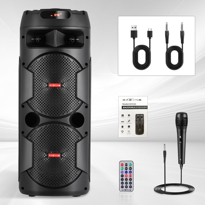 6000W Bluetooth-Lautsprecher Tragbarer Dual-Subwoofer Starker Bass Party DJ-System Mic_voghion.com