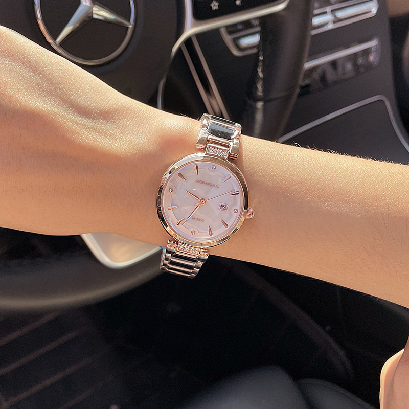 Orologio da donna con calendario e cintura impermeabile al quarzo minimalista in ceramica di nuova moda_voghion.com