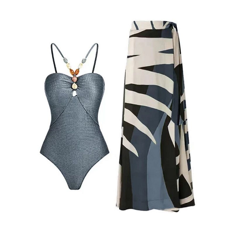 Maillot de bain une pièce imprimé pour femme, nouvelle collection, cache-ventre, amincissant, sexy, protection solaire, jupe en gaze, ensemble bikini de plage_voghion.com