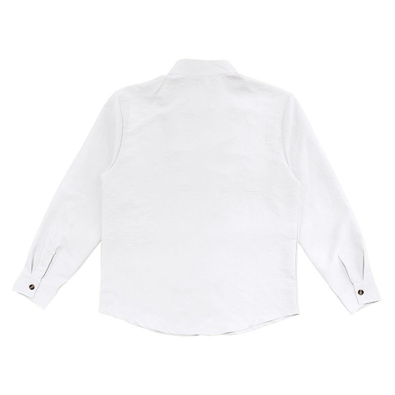 Camicia da uomo casual a maniche lunghe, tinta unita, con colletto alto, traspirante e versatile_voghion.com