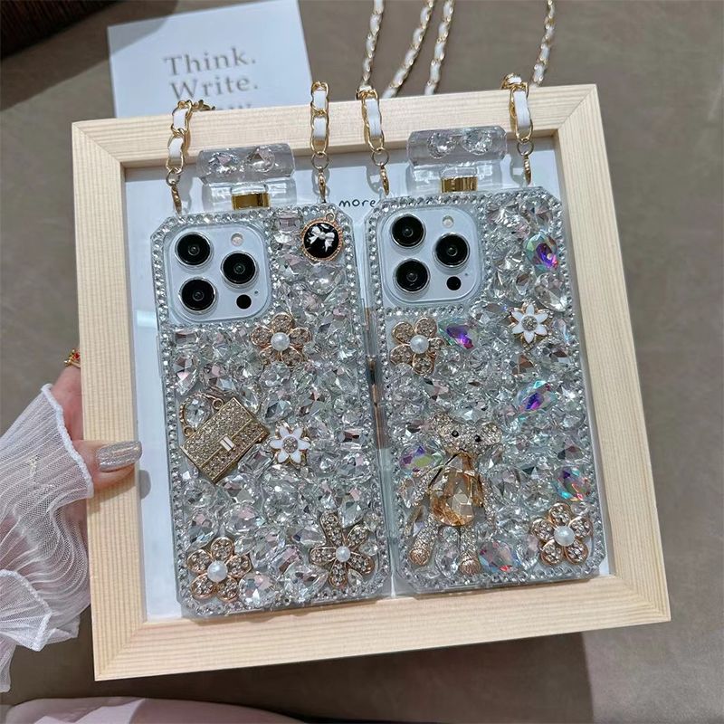 Luxus Glitzer Niedliche Kleine Bär Hülle für iPhone 16 E 15 ProMax 14 Plus 13 MINI 12 11 X XR XS Max 7 8 Halbverpackte Hülle_voghion.com