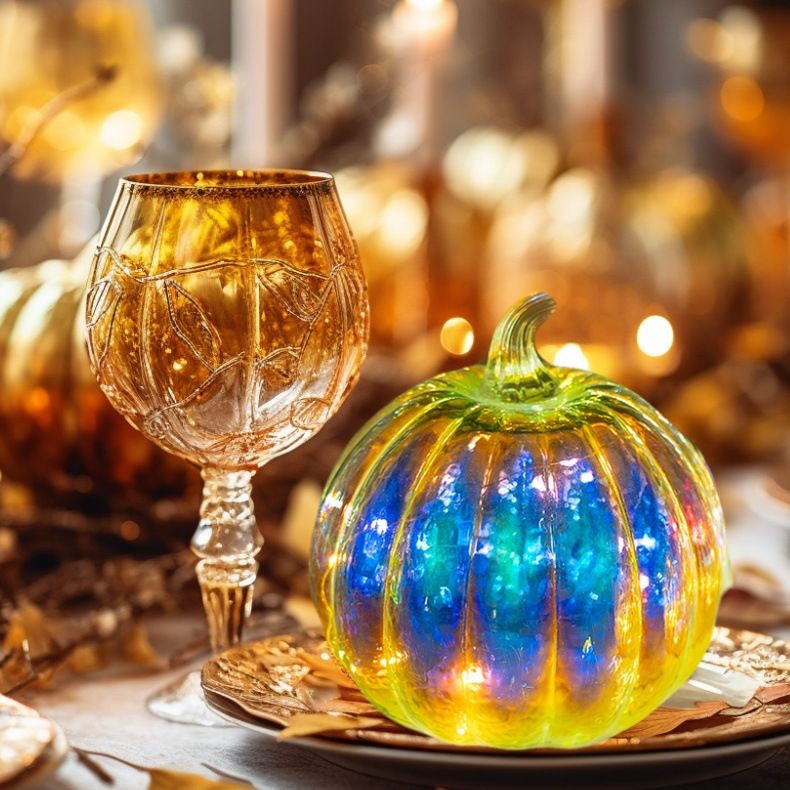 Lanterna di zucca in vetro autunnale per Halloween, ornamenti in vetro, decorazioni in vetro, regali_voghion.com