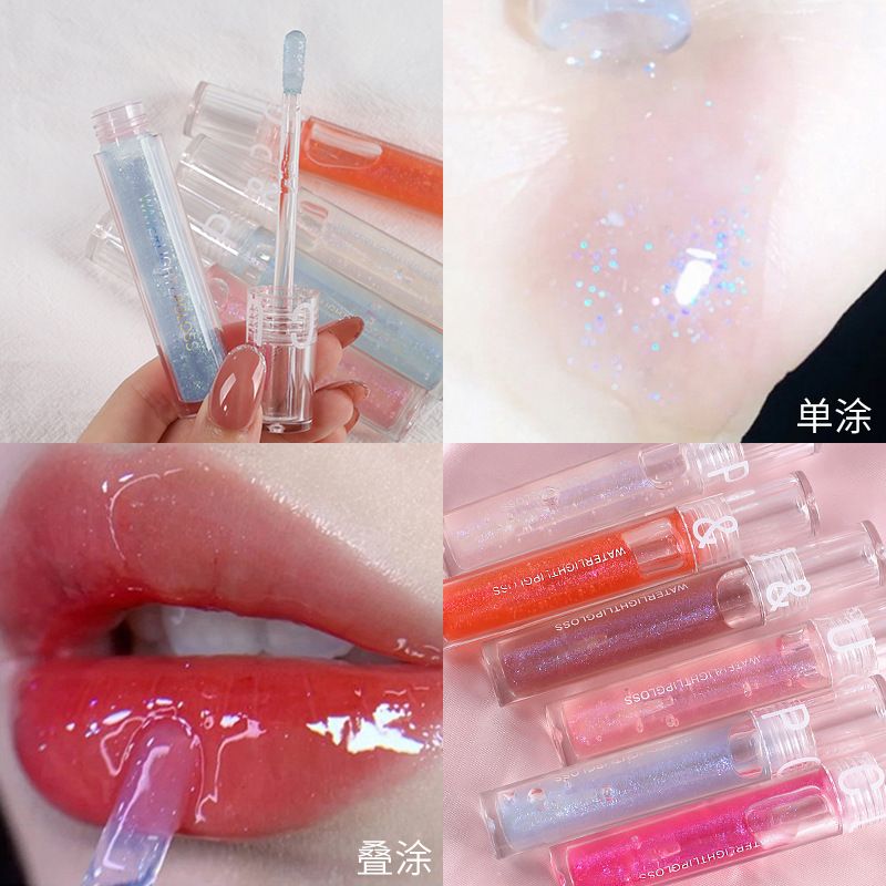 Water Gloss Women Lipstick Moisturizing Nourishing Glaze Transparent Pouty Oil Fine Shimmer Pearlescent Glass Lip Makeup_voghion.com