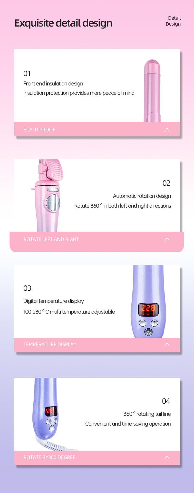 2025 Nuova piastra per capelli elettrica con regolazione della temperatura del colore sfumato, ferro arricciacapelli automatico_voghion.com
