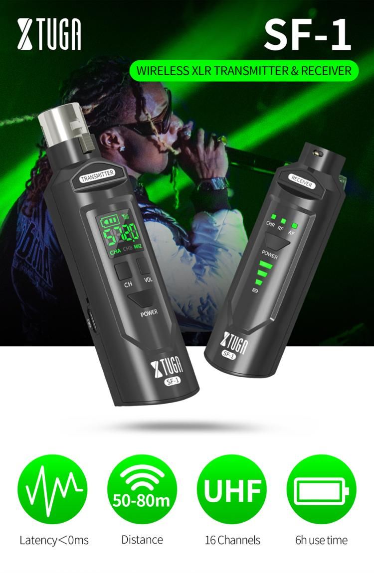 XTUGA SF-1 UHF Professional Wireless Converter XLR Rechargeable Transmitter Receiver For Dynamic/Condenser Microphone_voghion.com
