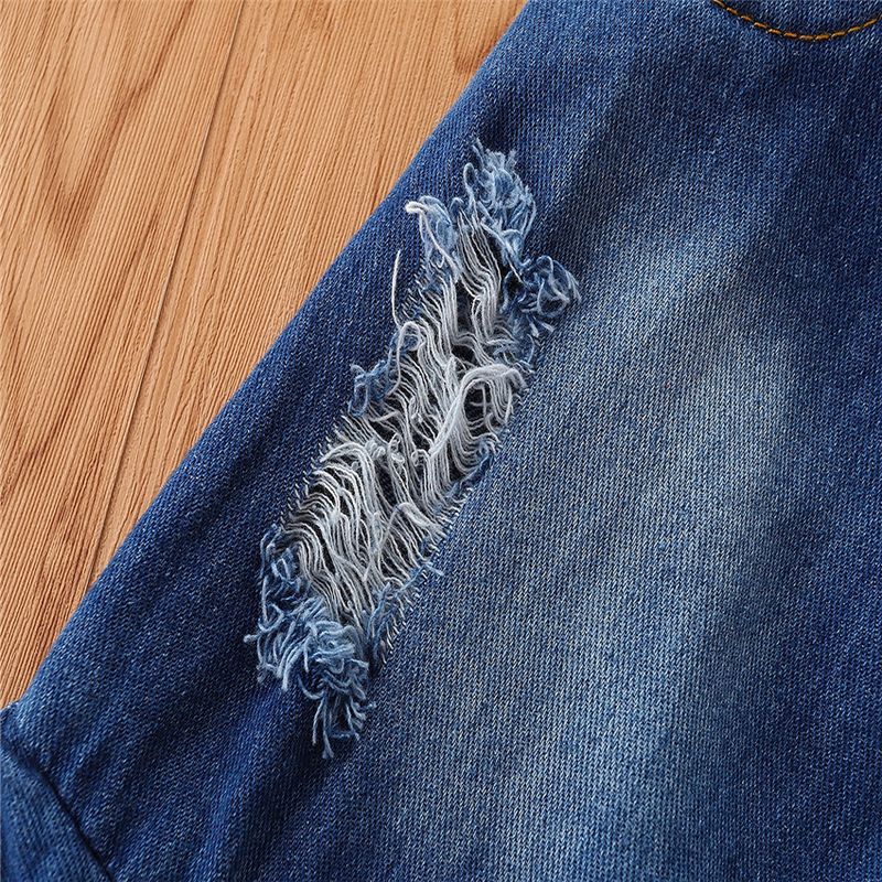 Robe d'été pour mère et enfant, jupe en denim à bords bruts, jupe à trous de tir de rue_voghion.com