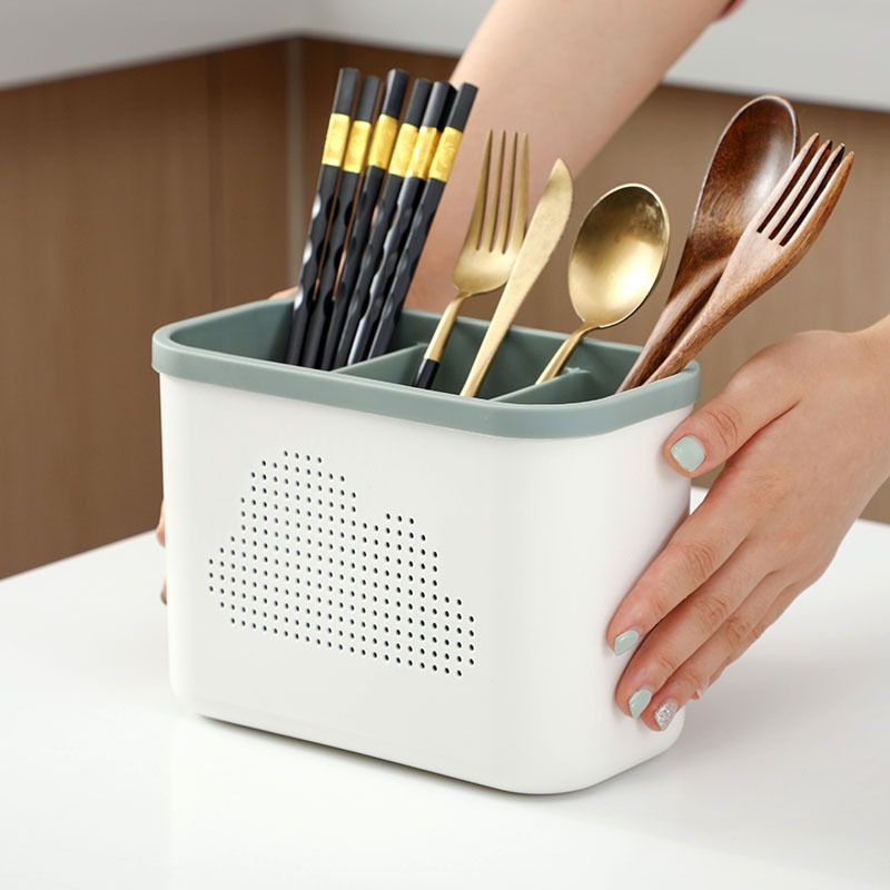 Kitchen Double Layer Drain Chopsticks Cage Multifunction Cutlery Hollow Drainer Storage Rack Knife Holder Tableware Organizer_voghion.com