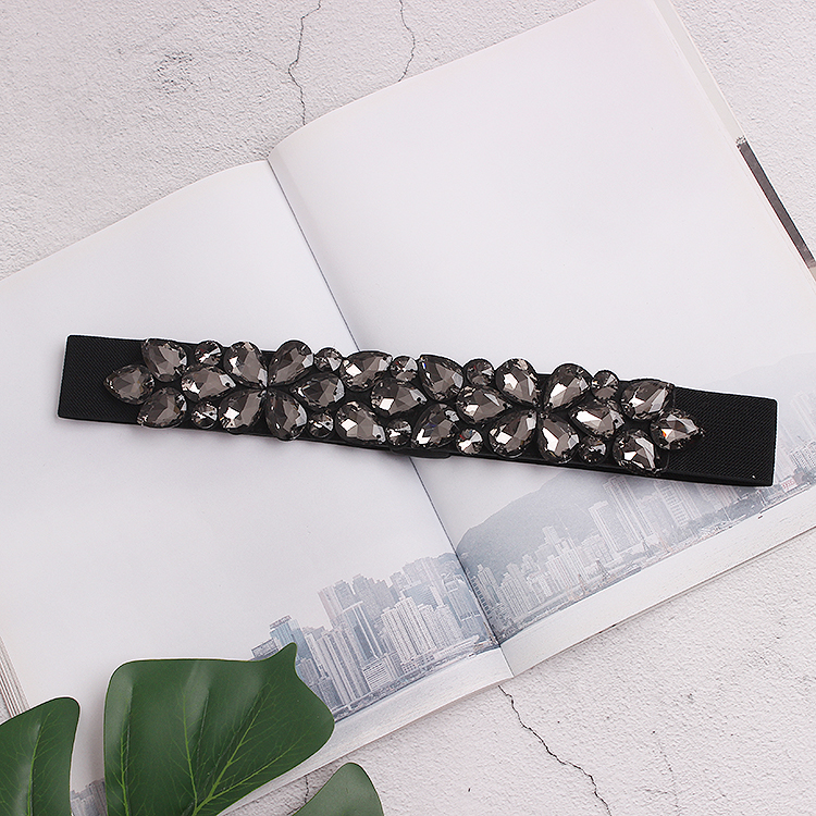 Strassgürtel für Damen, weiter Rock, dekoratives Kleid, Taillengürtel, diamantbesetzter Außenbund, Kristallgürtel_voghion.com