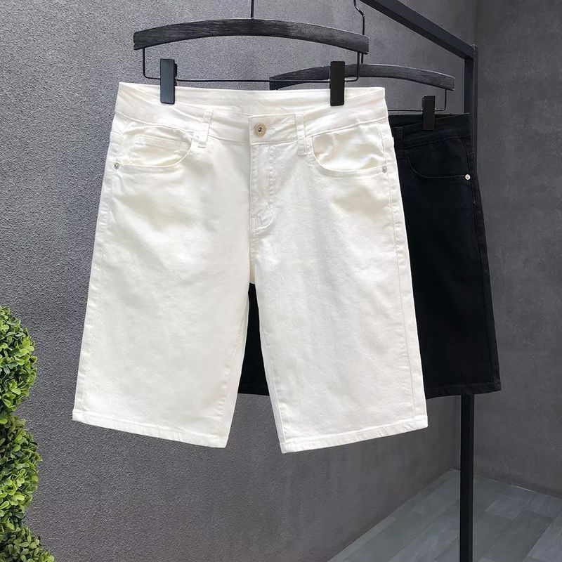 Herrenbekleidung Super Herren Jeansshorts Sommer Dünner Stil Neue Sommer Herren Weiße Fünf-Punkt-Jeans_voghion.com